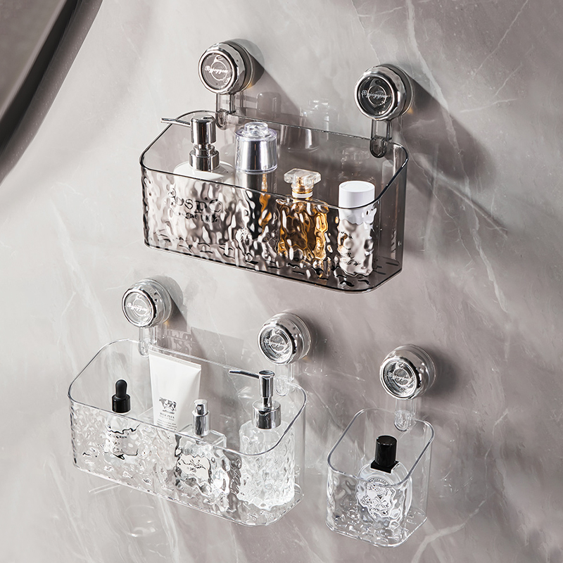 Suction Cup Wall Storage Organizer Bathroom Wall Shelf No Drill Shower Storage Holder