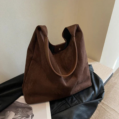 Suede Shoulder Bag With Adjustable Strap Comfortable Everyday Handbag
