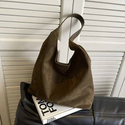 Suede Shoulder Bag With Adjustable Strap Comfortable Everyday Handbag