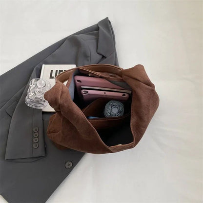 Suede Shoulder Bag With Adjustable Strap Comfortable Everyday Handbag