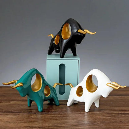 Symbolic Bull Figurine Resin Bull Sculpture European Style Home Decor