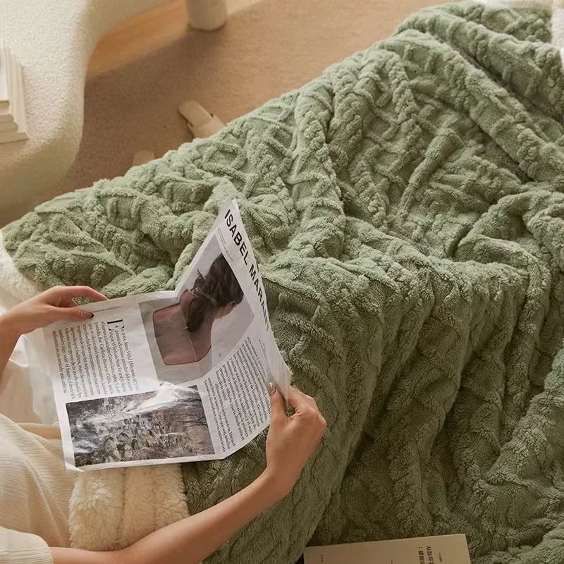 Thick Winter Lambswool Blanket Double Sided Soft Warm Comfort