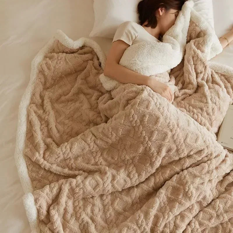 Thick Winter Lambswool Blanket Double Sided Soft Warm Comfort