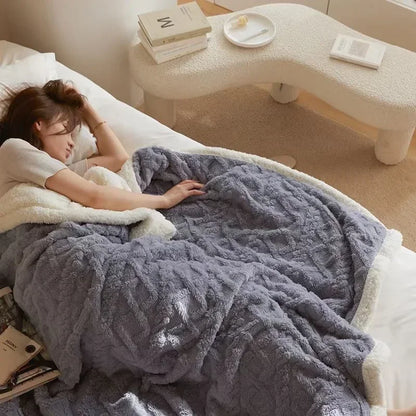 Thick Winter Lambswool Blanket Double Sided Soft Warm Comfort