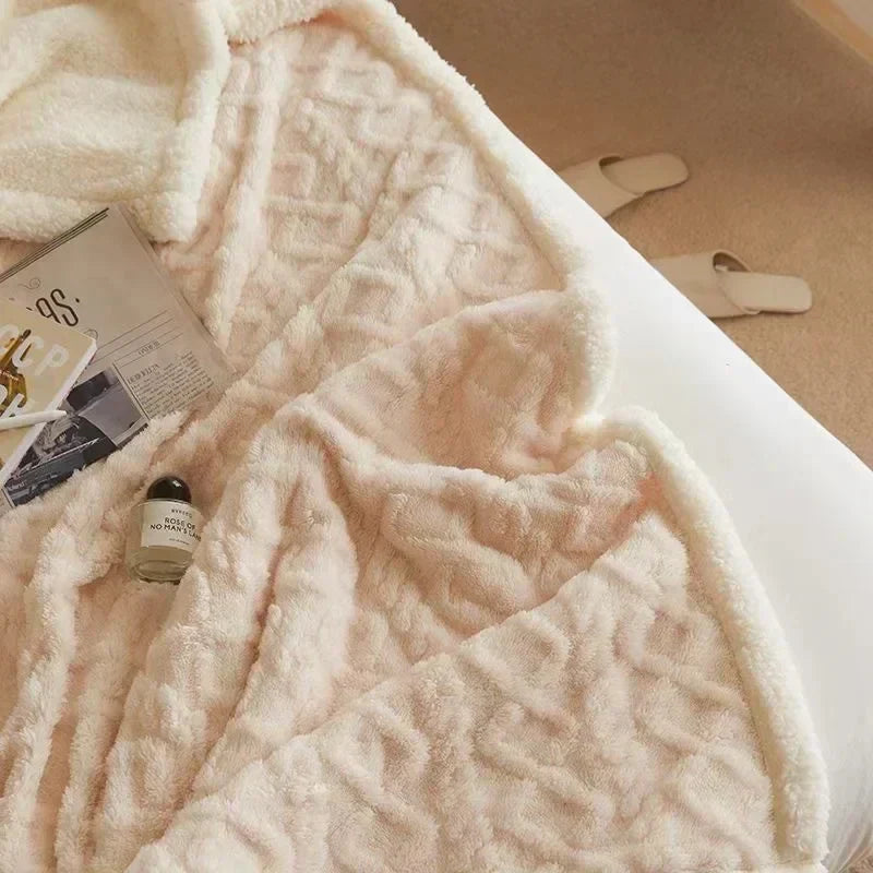 Thick Winter Lambswool Blanket Double Sided Soft Warm Comfort