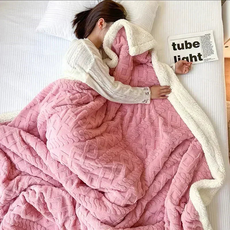 Thick Winter Lambswool Blanket Double Sided Soft Warm Comfort
