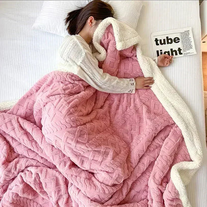 Thick Winter Lambswool Blanket Double Sided Soft Warm Comfort