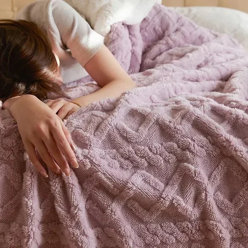 Thick Winter Lambswool Blanket Double Sided Soft Warm Comfort