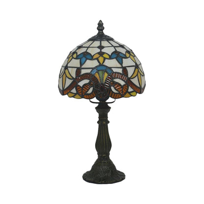 Tiffany-Style Stained Glass Table Lamp with Leaded Lines