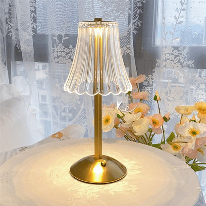 Lampada da tavolo LED senza fili con controllo touch, ricaricabile, illuminazione d’atmosfera effetto cristallo