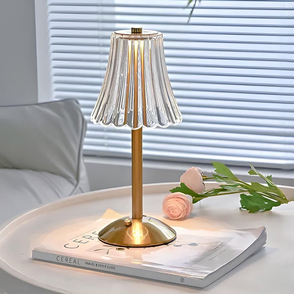 Lampada da tavolo LED senza fili con controllo touch, ricaricabile, illuminazione d’atmosfera effetto cristallo