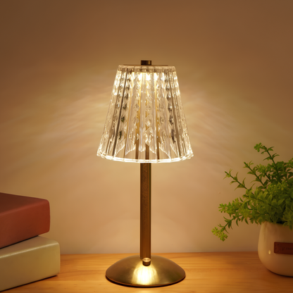 Lampada da tavolo LED senza fili con controllo touch, ricaricabile, illuminazione d’atmosfera effetto cristallo
