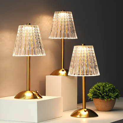 Lampada da tavolo LED senza fili con controllo touch, ricaricabile, illuminazione d’atmosfera effetto cristallo