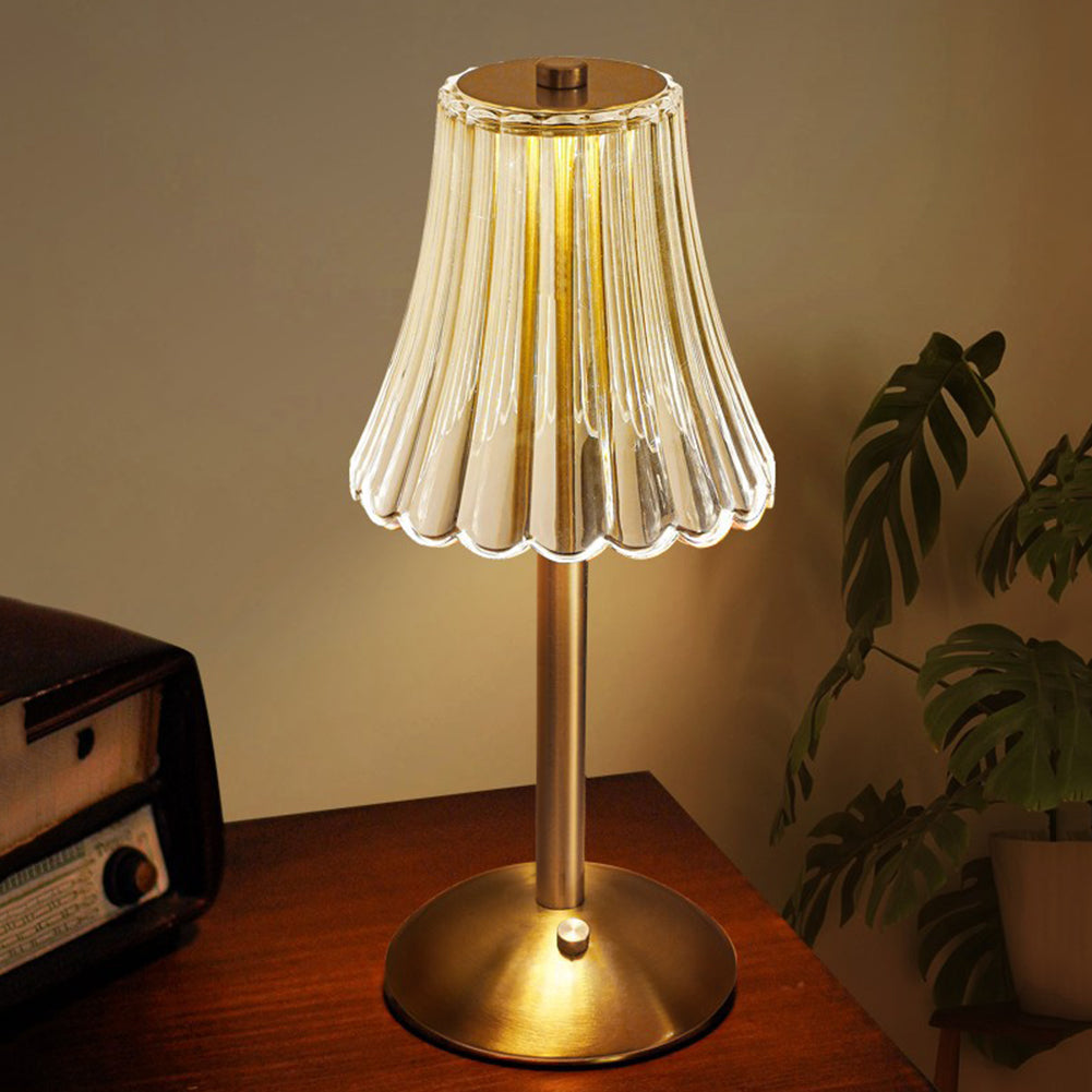 Lampada da tavolo LED senza fili con controllo touch, ricaricabile, illuminazione d’atmosfera effetto cristallo