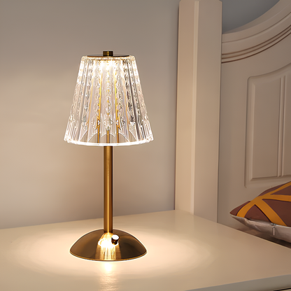 Lampada da tavolo LED senza fili con controllo touch, ricaricabile, illuminazione d’atmosfera effetto cristallo