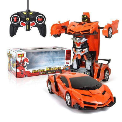Transforming Robot Car Remote Control Toy with LED Lights