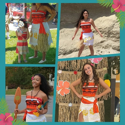 Tropical Princess Halloween Cosplay Costume Top Skirt Necklace Set