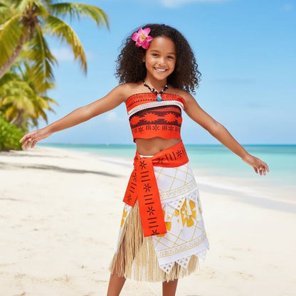 Tropical Princess Halloween Cosplay Costume Top Skirt Necklace Set