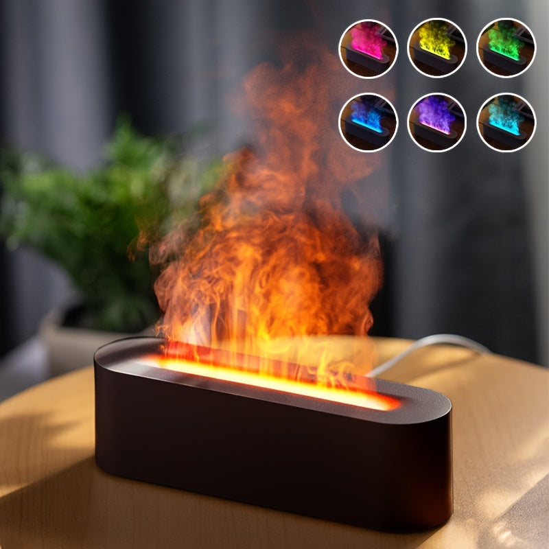 USB Aroma Diffuser Flame Effect Lamp RGB Humidifier for Home Bedroom Office
