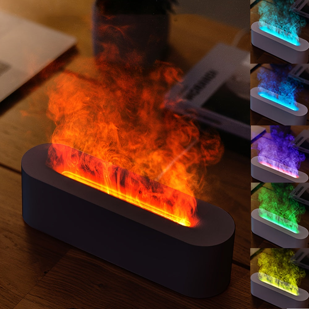 USB Aroma Diffuser Flame Effect Lamp RGB Humidifier for Home Bedroom Office