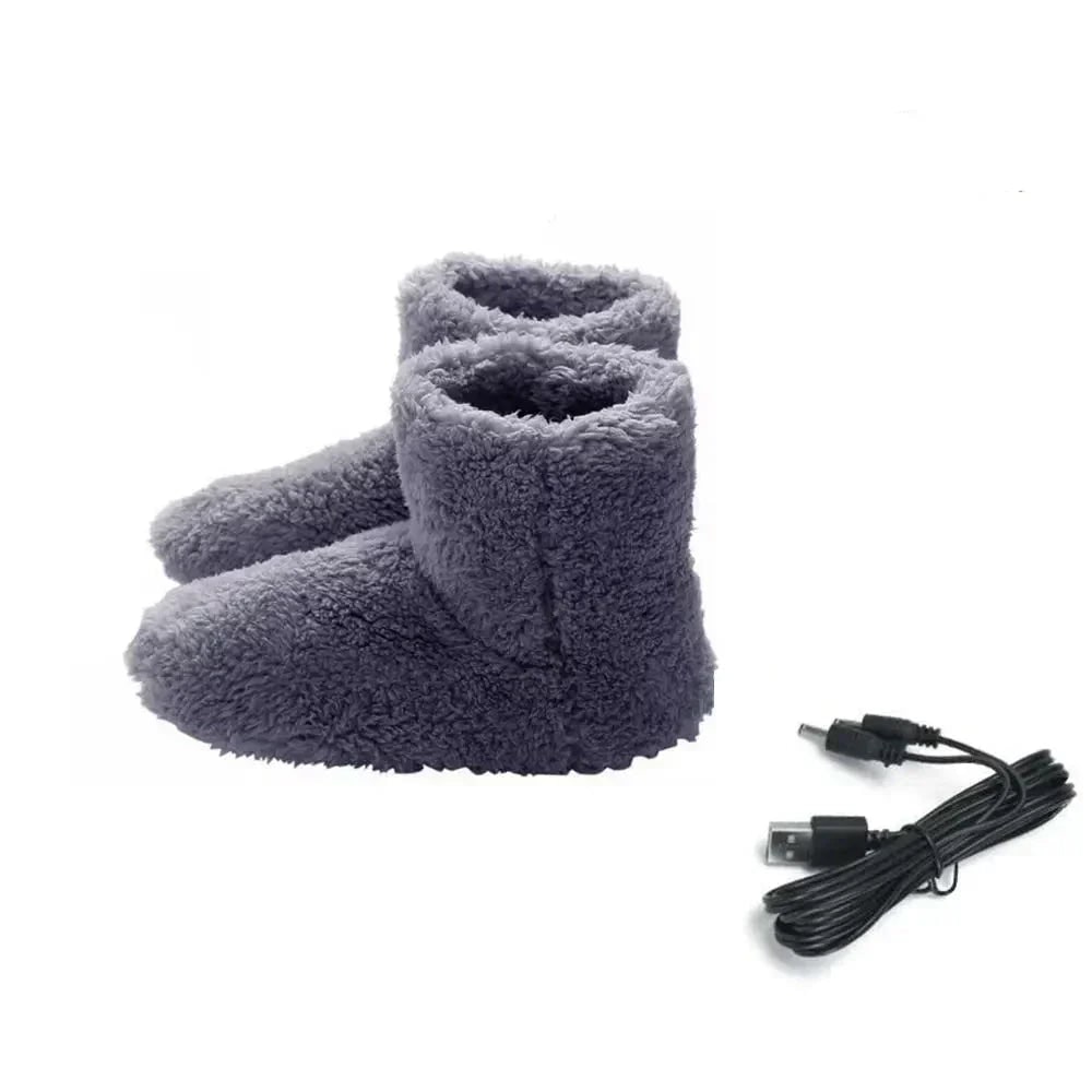 USB Heated Boot Slippers with Plush Fleece Lining Ankle Coverage Rubber Soles