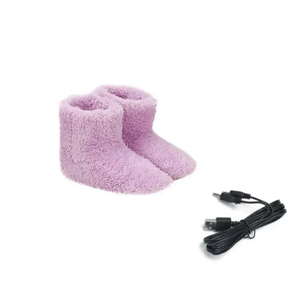 USB Heated Boot Slippers with Plush Fleece Lining Ankle Coverage Rubber Soles