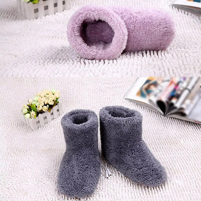 USB Heated Boot Slippers with Plush Fleece Lining Ankle Coverage Rubber Soles