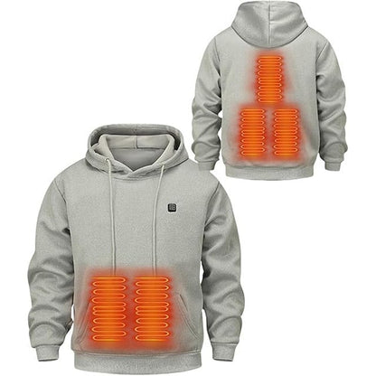 USB Heated Hoodie with Electric Heating Zones and Drawstring Hood