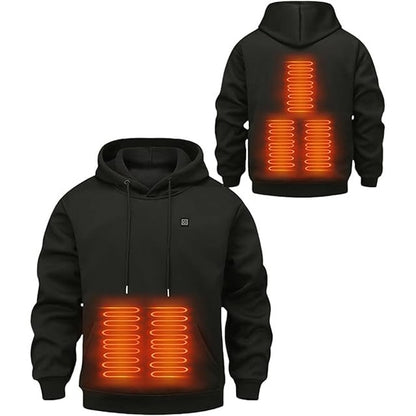 USB Heated Hoodie with Electric Heating Zones and Drawstring Hood