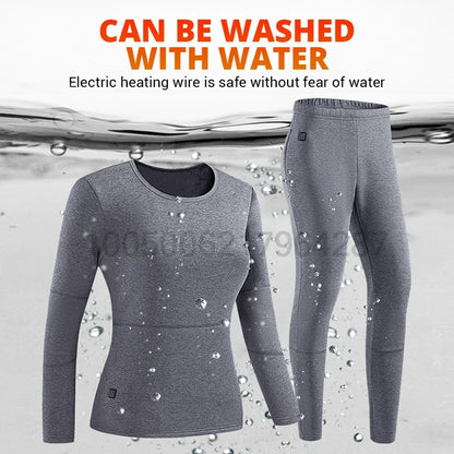 USB Heated Long Johns Thermal Underwear Multiple Heating Zones Cold Weather Base Layer Set