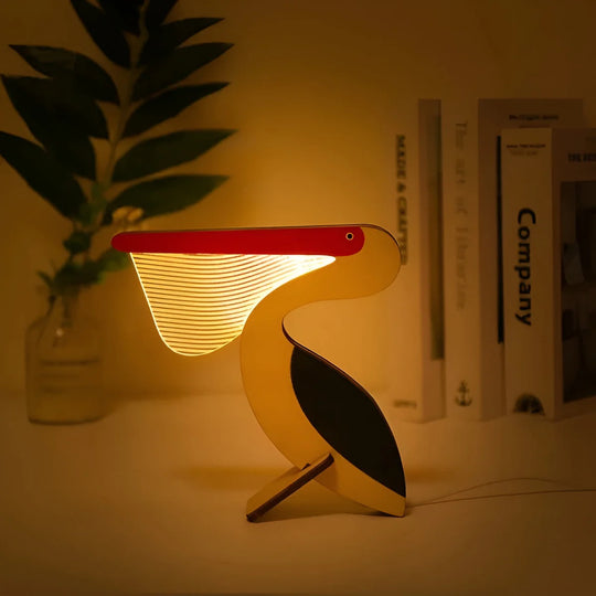 USB Rechargeable Wooden LED Table Lamp for Kids Bedroom Nursery Night Light Decorative Animal Theme