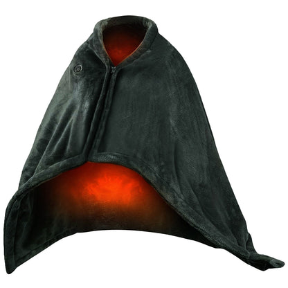 Coperta riscaldata indossabile in pile, alimentata tramite USB, con cerniera, scialle elettrico avvolgente