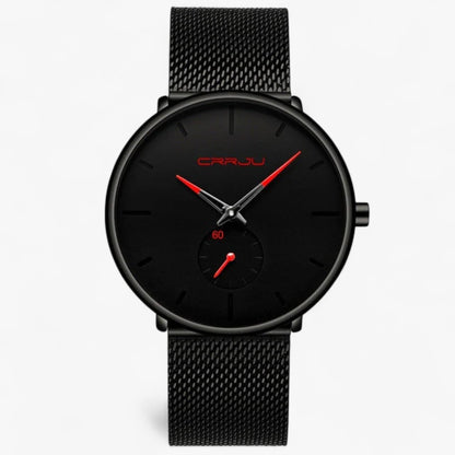 Ultra Thin Minimalist Men's Watch Quartz Stainless Steel Mesh Waterproof