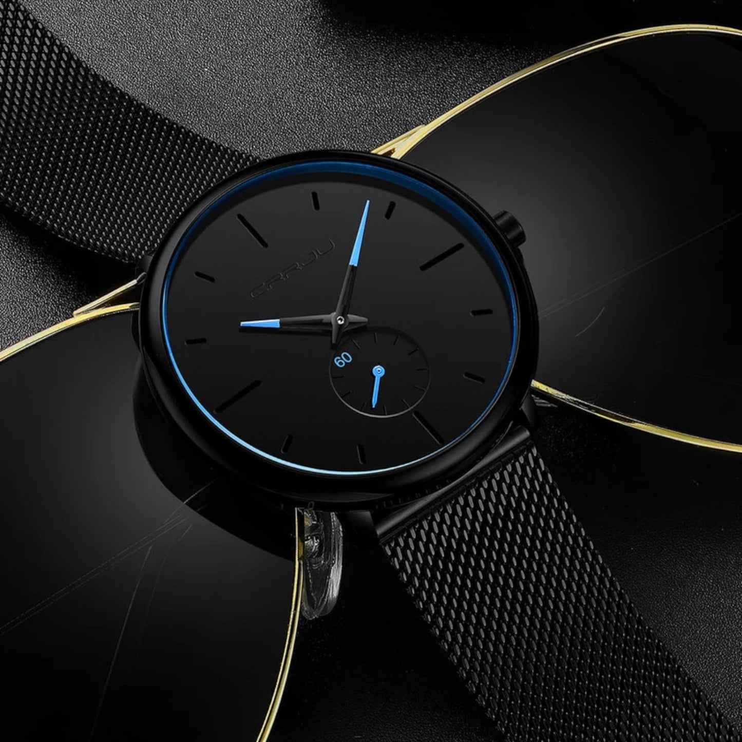 Ultra Thin Minimalist Men's Watch Quartz Stainless Steel Mesh Waterproof