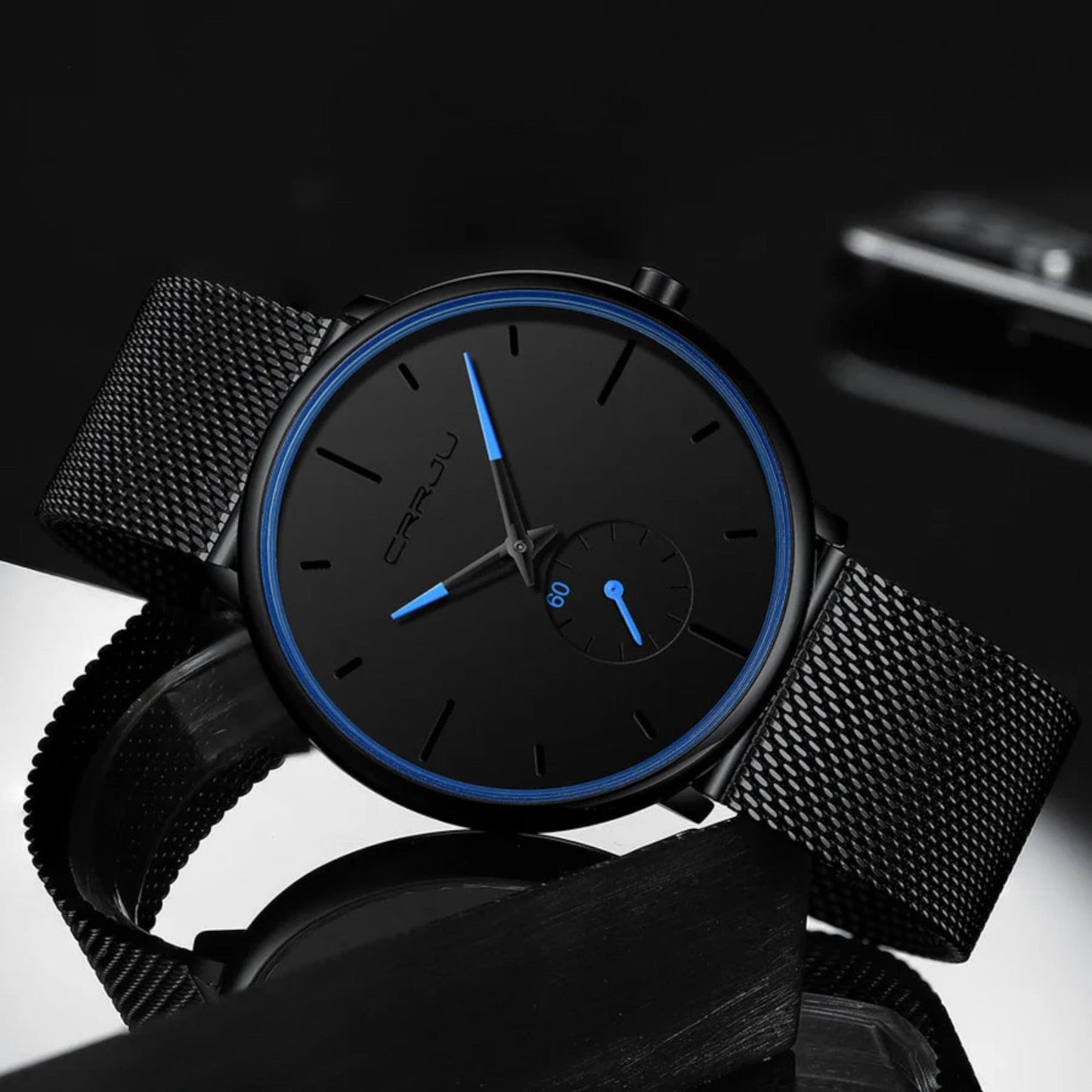 Ultra Thin Minimalist Men's Watch Quartz Stainless Steel Mesh Waterproof