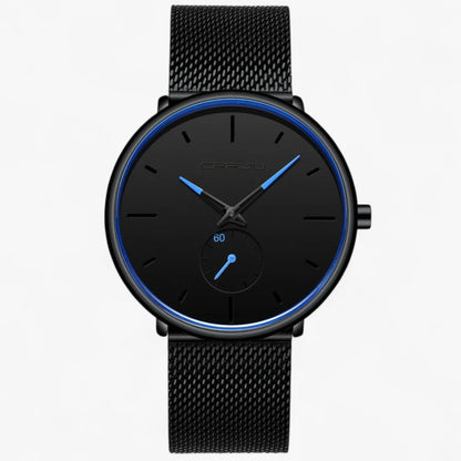 Ultra Thin Minimalist Men's Watch Quartz Stainless Steel Mesh Waterproof