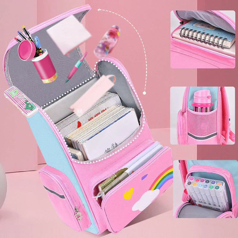 Unicorn Kids Backpack Large Capacity School Bag with Pop It Toy and Padded Adjustable Straps