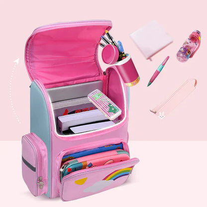 Unicorn Kids Backpack Large Capacity School Bag with Pop It Toy and Padded Adjustable Straps
