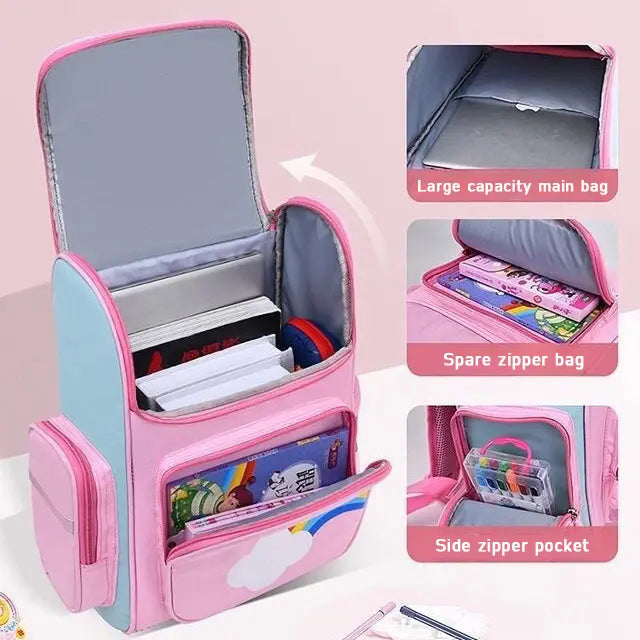 Unicorn Kids Backpack Large Capacity School Bag with Pop It Toy and Padded Adjustable Straps