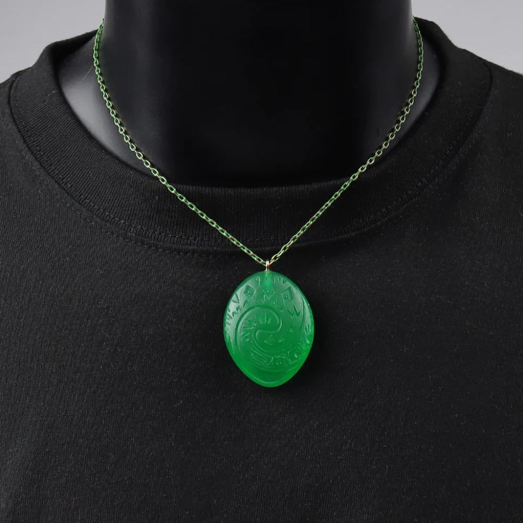 Collana con pendente verde originale, gioiello accessorio per costume cosplay di Halloween