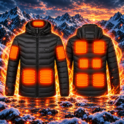Unisex Heated Winter Jacket USB Powered Three Level Adjustable Warming Coat