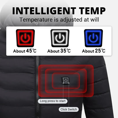 Unisex Heated Jacket USB Powered Three Heat Levels Outdoor Workwear