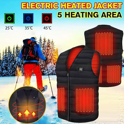 Unisex Heated Vest Adjustable Core Warming Body Warmer with Chest and Back Heating