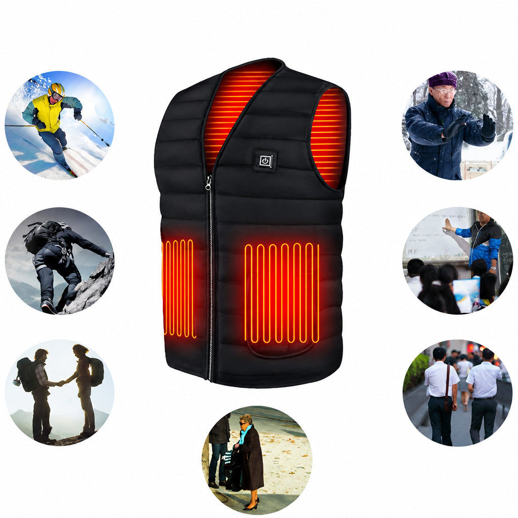 Unisex Heated Vest Adjustable Core Warming Body Warmer with Chest and Back Heating
