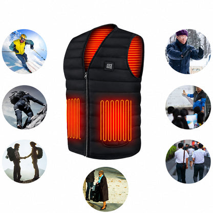 Unisex Heated Vest Adjustable Core Warming Body Warmer with Chest and Back Heating