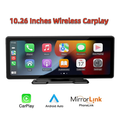 Universal 10.26 Inch Car Stereo Screen with Wireless CarPlay and Android Auto WiFi Video Player