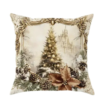 Vintage Christmas Cushion Cover Tree and Bow Pattern