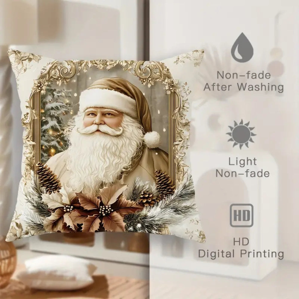 Vintage Christmas Cushion Cover Tree and Bow Pattern