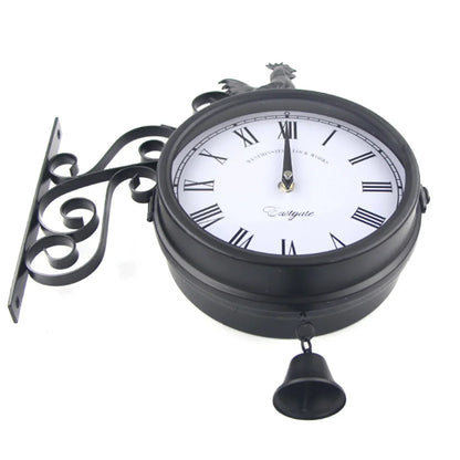 Vintage Double-Sided Waterproof Wall Clock – Classic Retro Indoor & Outdoor Design