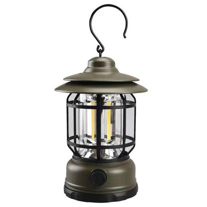 Vintage LED Camping Lantern Portable Retro Outdoor Hanging Lantern with Magnetic Base